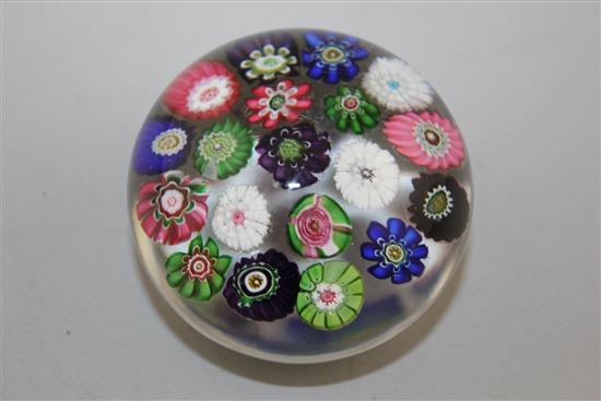 A Clichy spaced millefiori glass paperweight, late 19th century, diam. 6.3cm